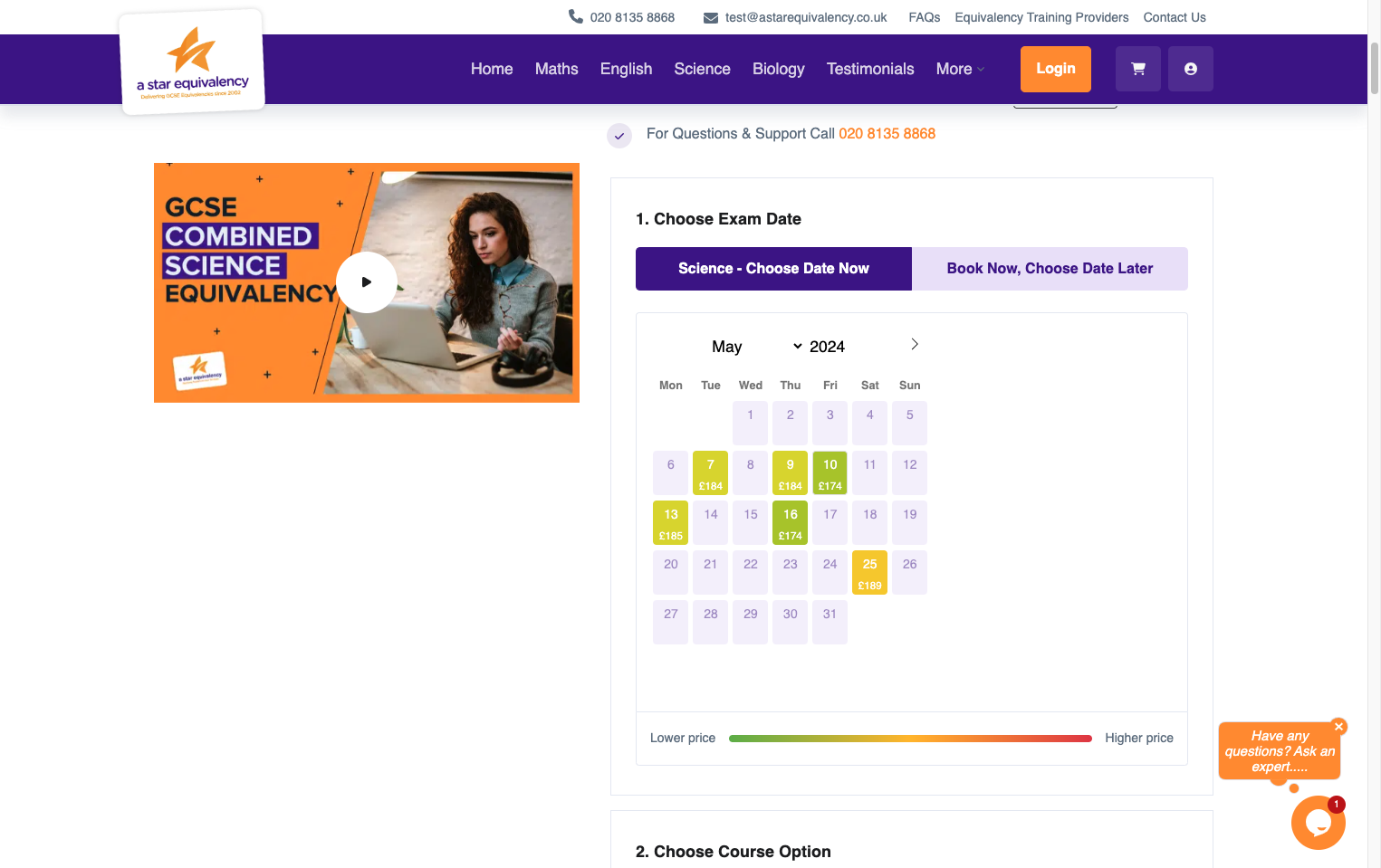 If you picked 'Choose Date Now', use the calendar to select the date you would like to sit your exam.