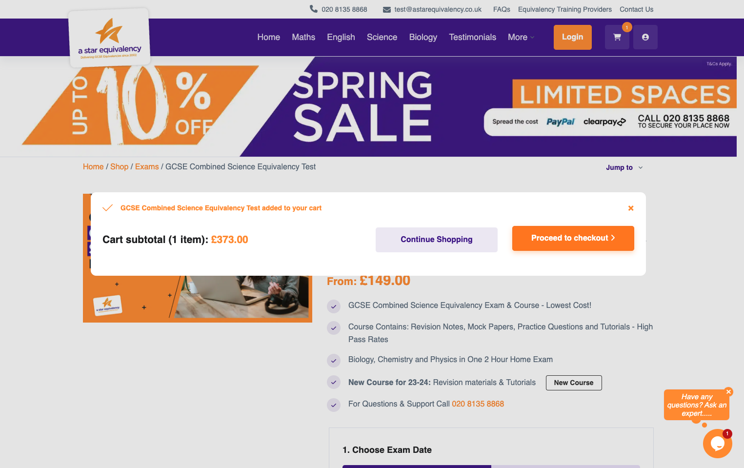 Click on 'Proceed to checkout'